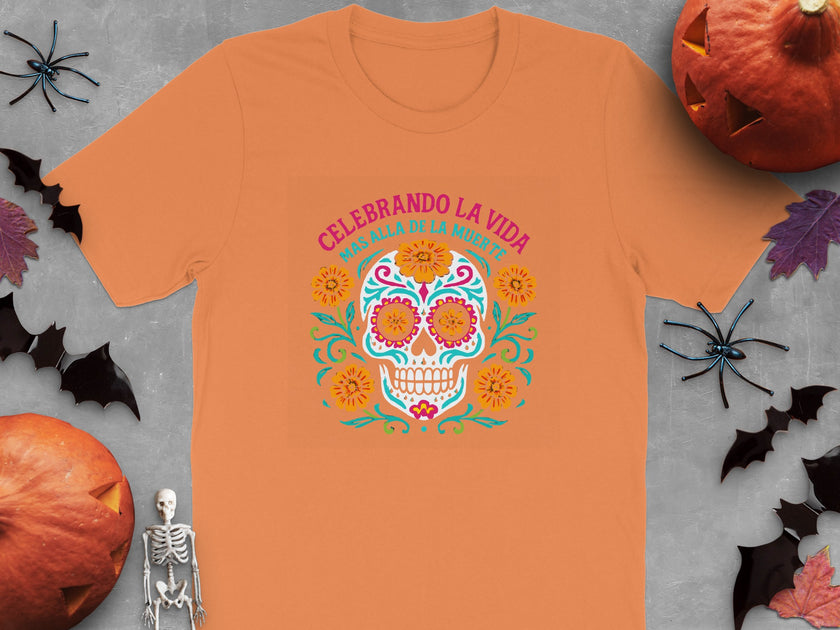 Celebrando La Vida Skull Design Halloween Shirt product type