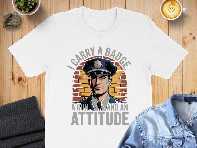 I Carry A Badge A Gun And An Attitude T-shirt product type