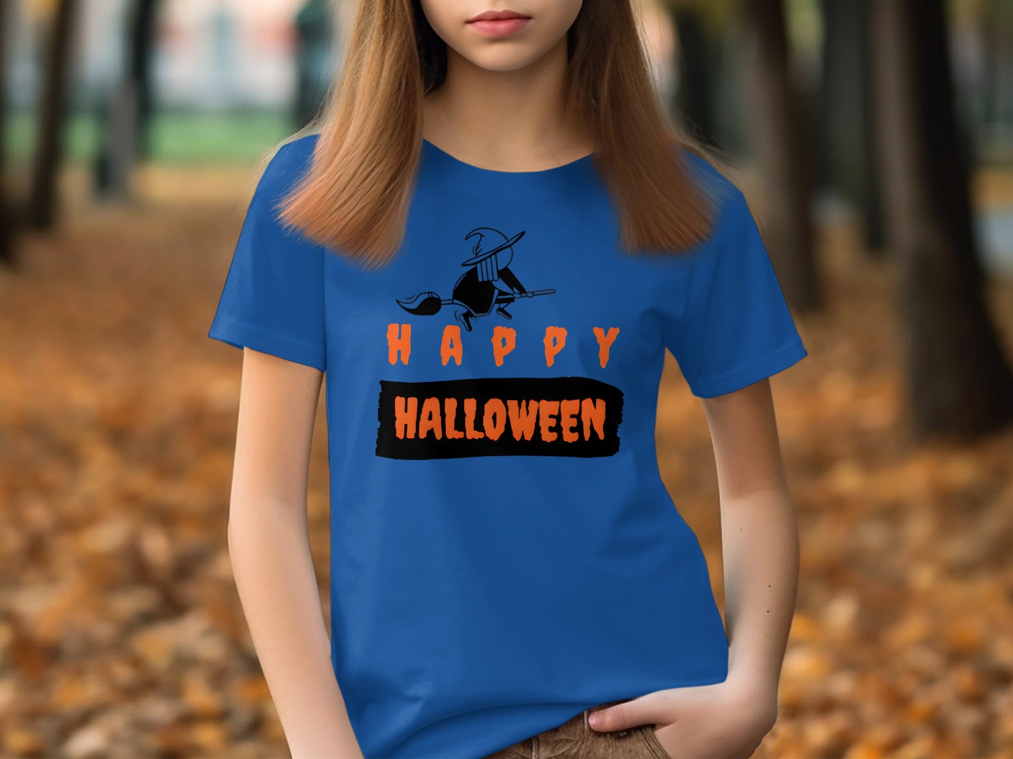 Happy Halloween Design on Blue Tee Shirt product type