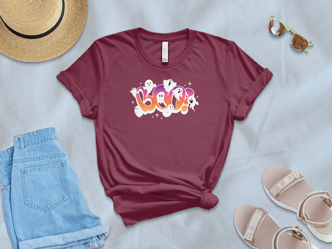 Cute Boo Ghost Graphic Tee Halloween Product Type