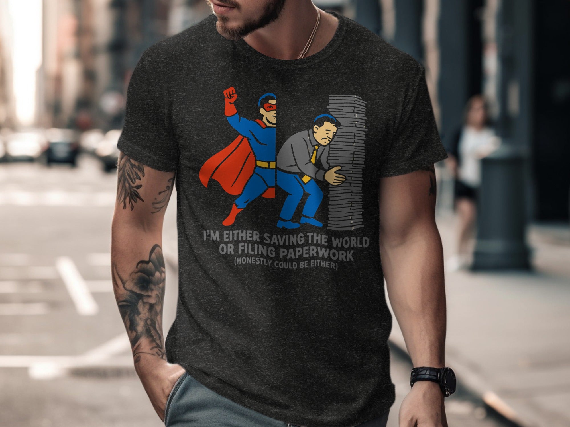 Saving the World Filing Paperwork Hero Shirt product