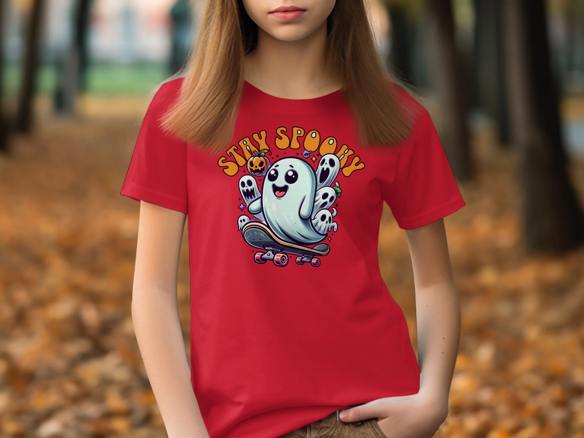 Stay Spooky Colorful Ghost Skateboard T-shirt product type