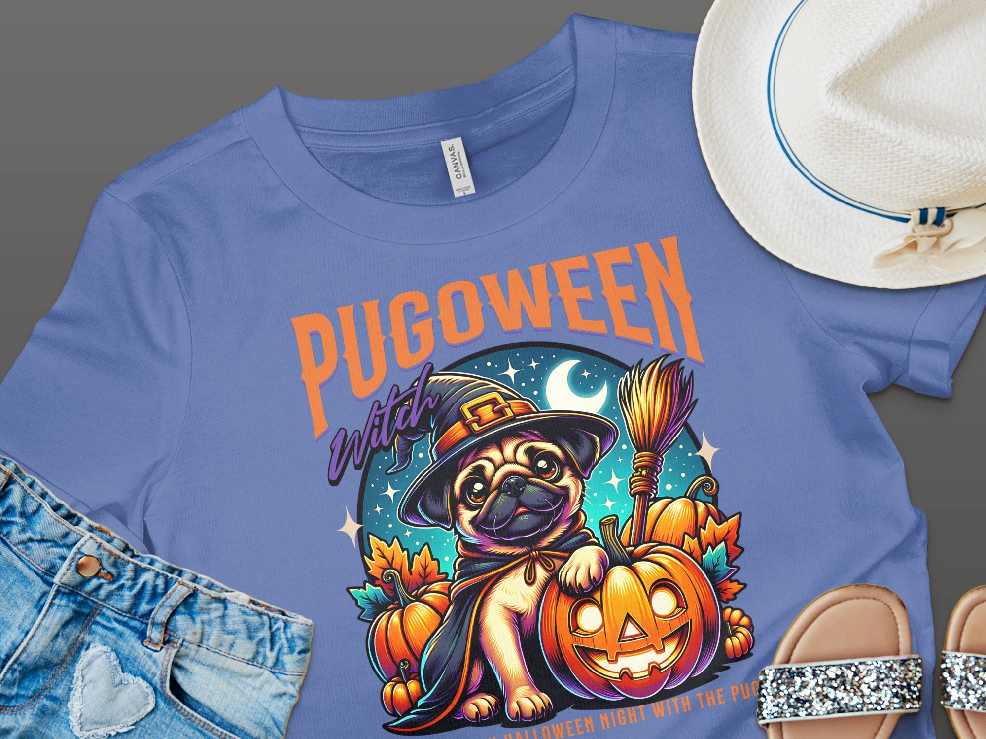 Halloween Pugoween Witch Graphic T-Shirt product type
