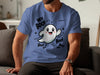 Hey Boo Ghost Halloween Graphic Blue Shirt product type