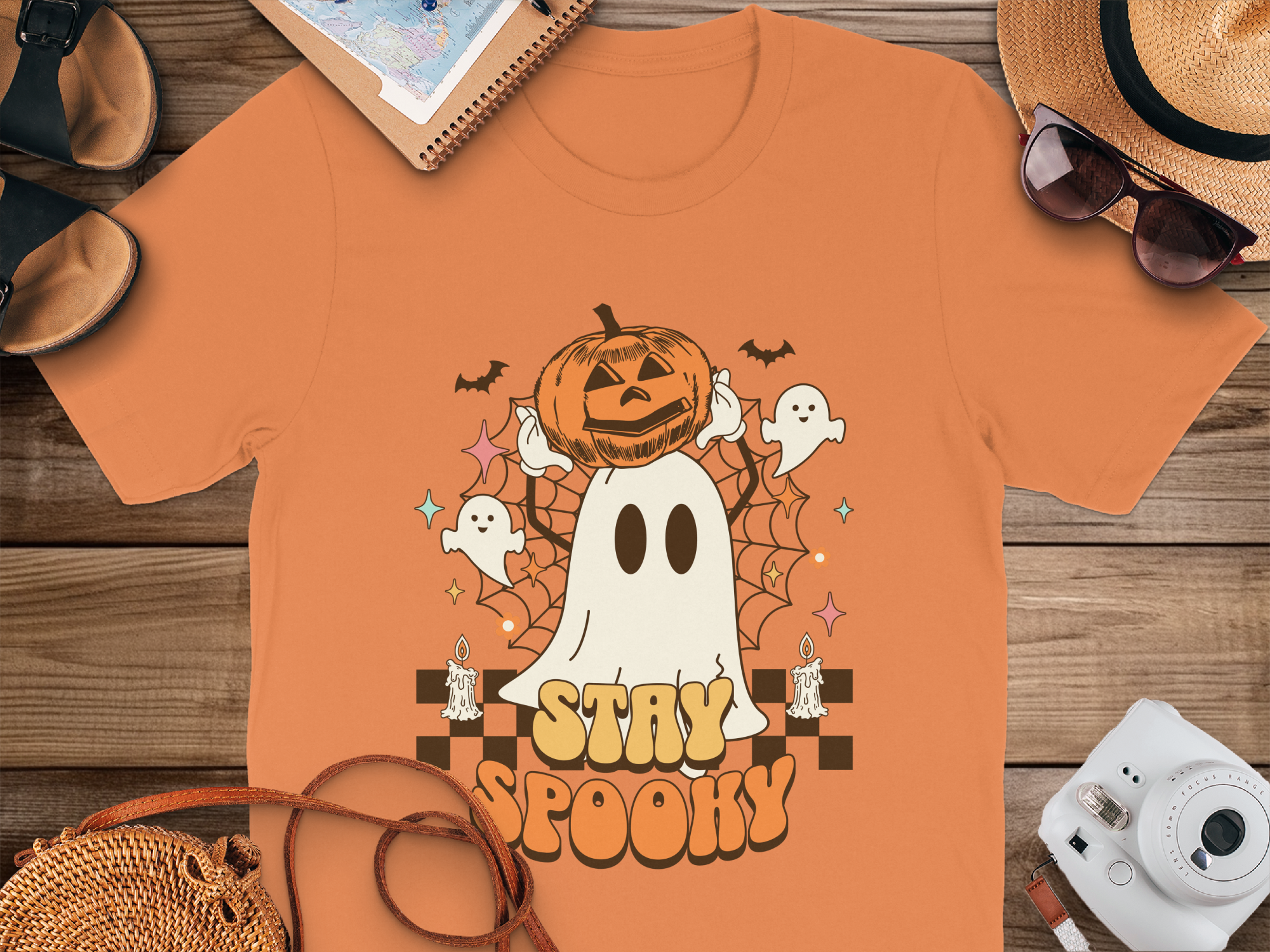 Stay Spooky Pumpkin Design Orange Ghost Shirt product