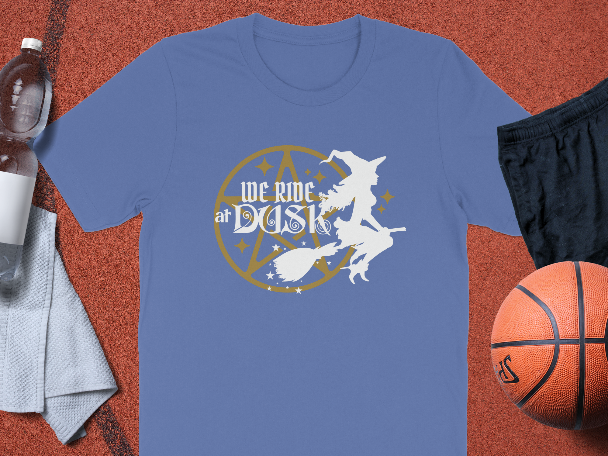 We Ride at Dusk Witch Design Blue T-shirt product type