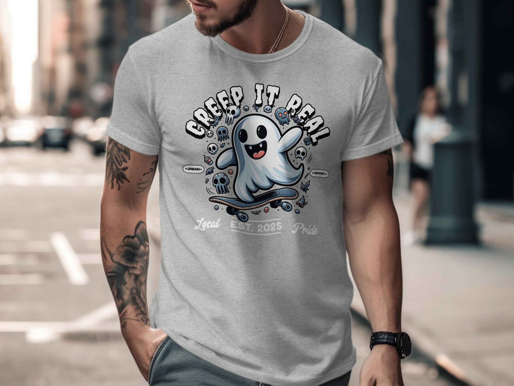 Cool Ghost Cartoon Halloween Slogan Design T-Shirt product