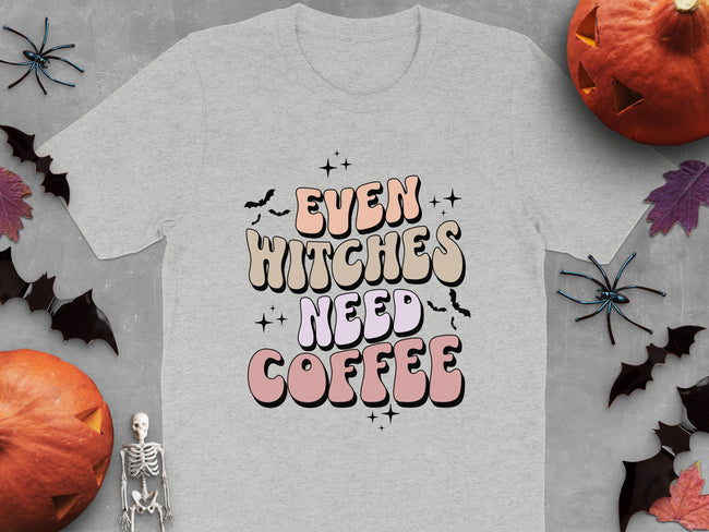 Even Witches Need Coffee Tee Halloween T-Shirt product type