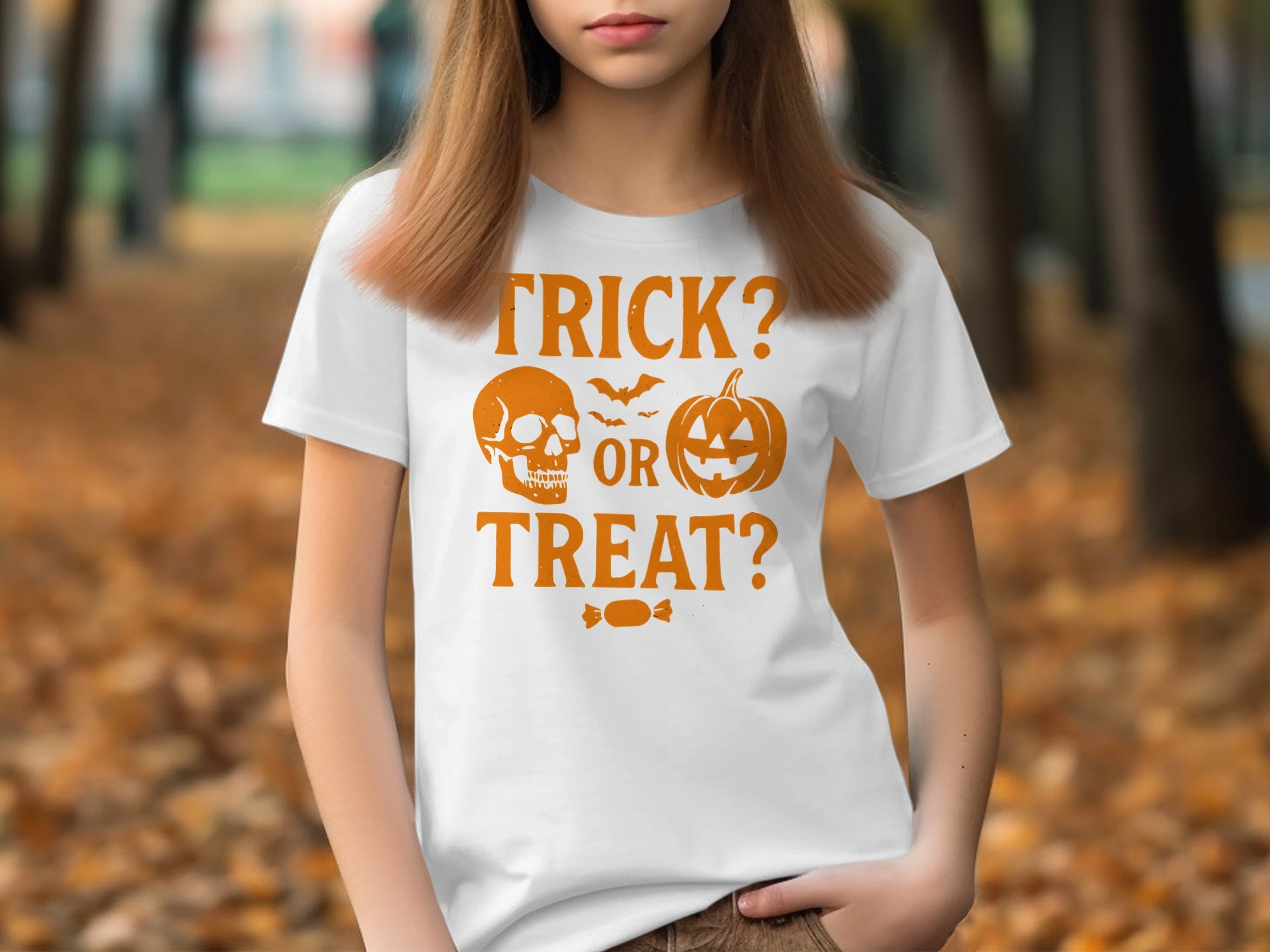 Trick Or Treat Halloween Skull and Pumpkin Design Shirt product