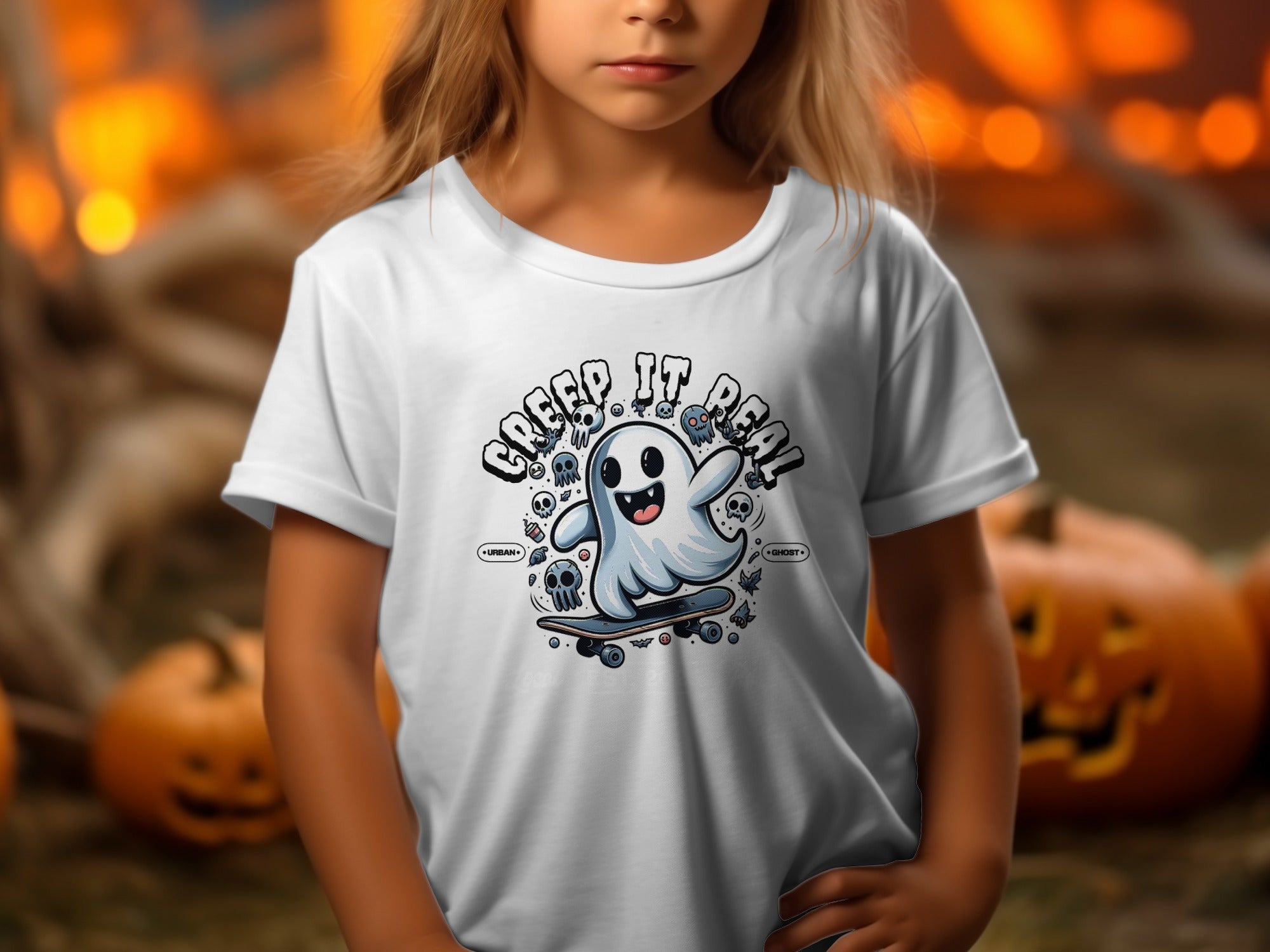 Creep It Real Ghost on Skateboard Urban Ghost T-Shirt
