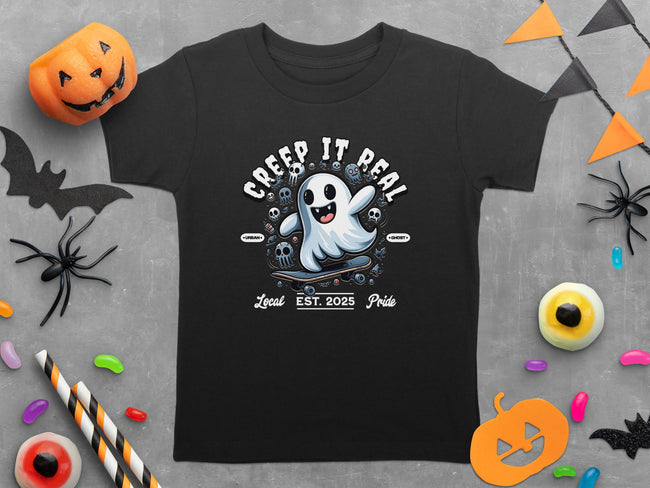 Creep It Real Ghost on Skateboard Urban Ghost T-Shirt