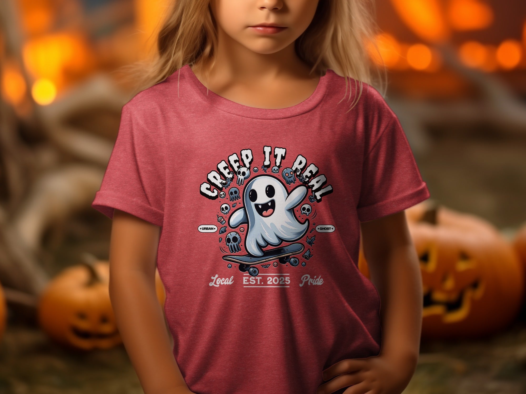 Creep It Real Ghost on Skateboard Urban Ghost T-Shirt
