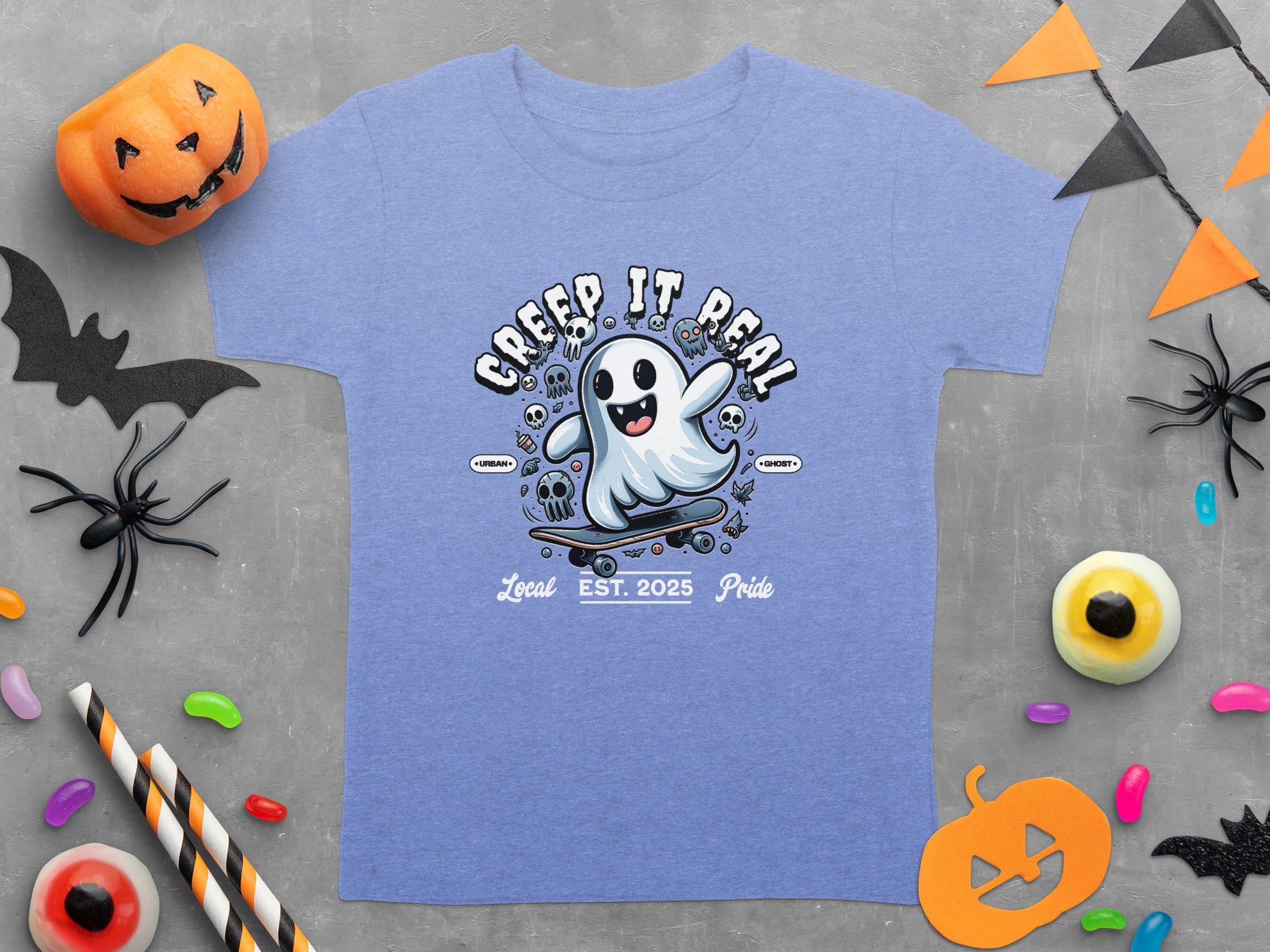 Creep It Real Ghost on Skateboard Urban Ghost T-Shirt