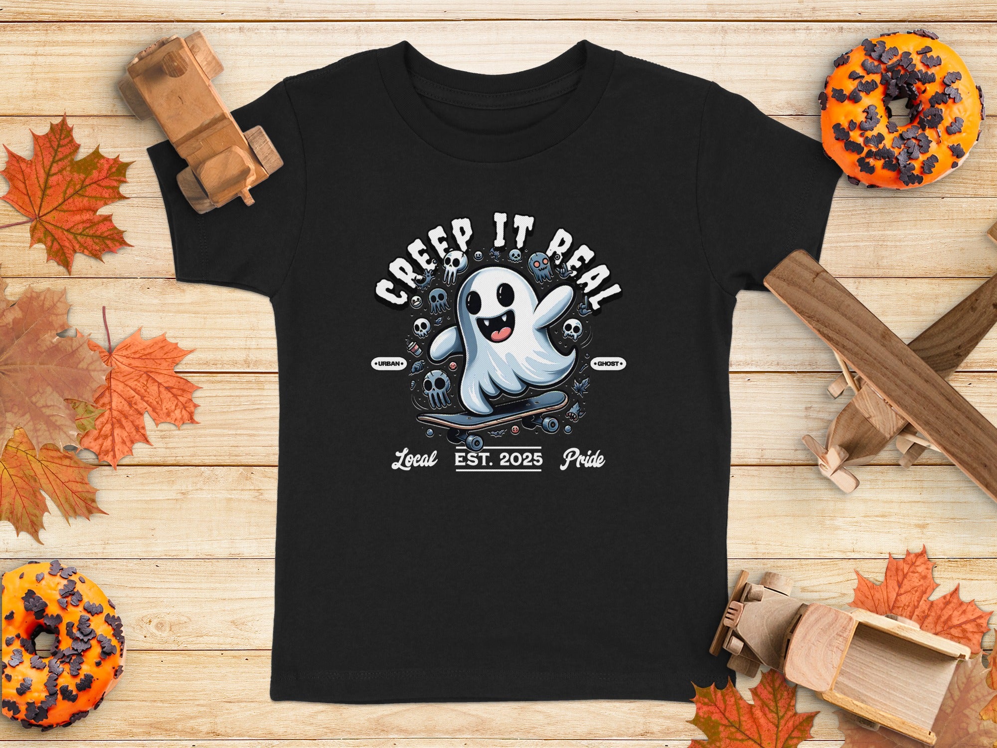 Creep It Real Ghost on Skateboard Urban Ghost T-Shirt
