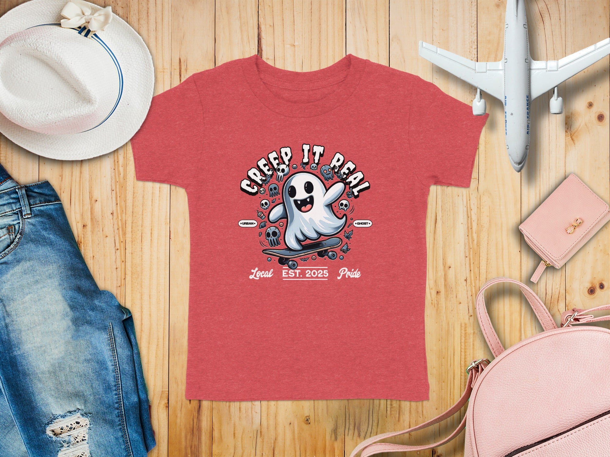 Creep It Real Ghost on Skateboard Urban Ghost T-Shirt