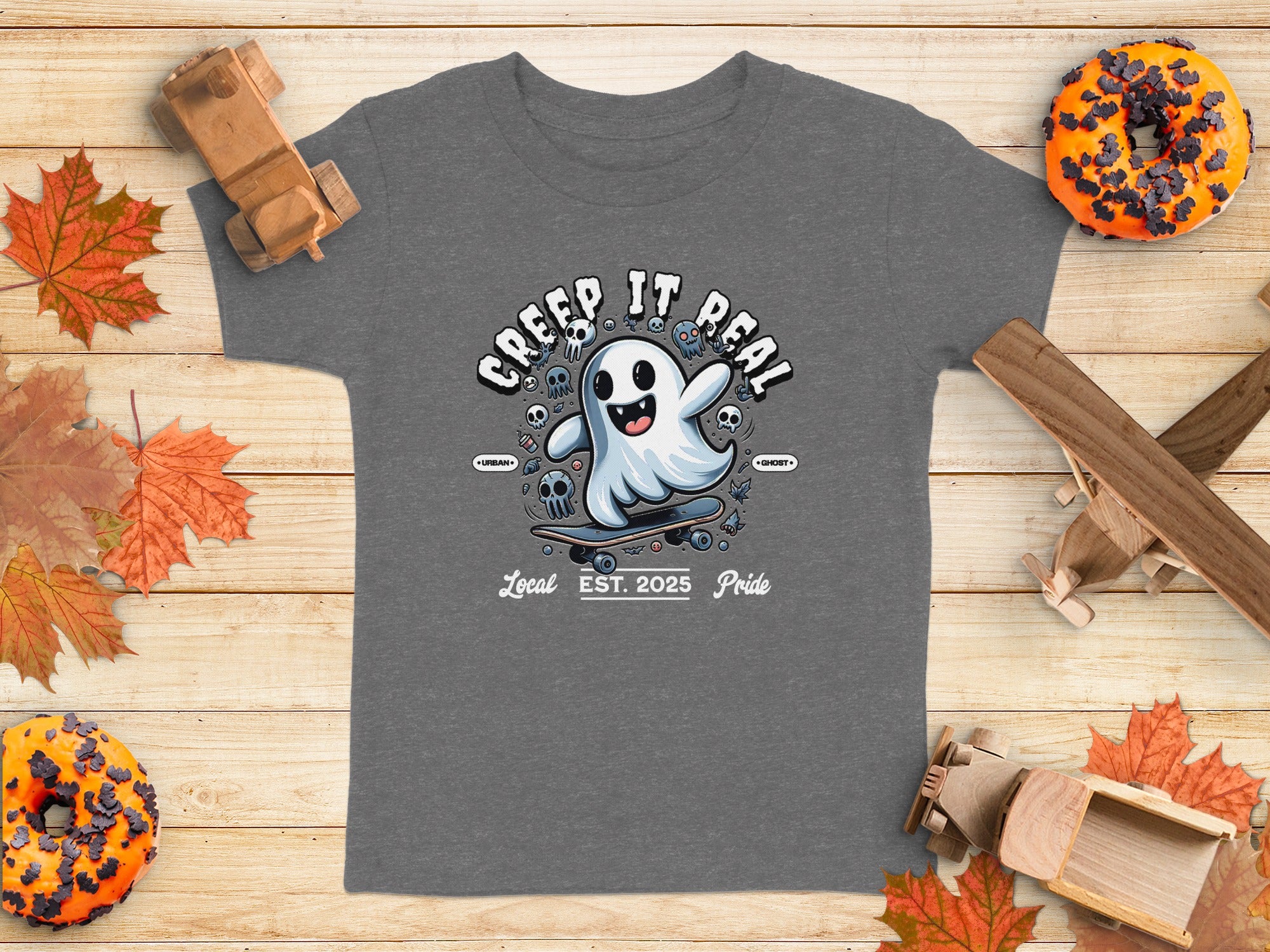 Creep It Real Ghost on Skateboard Urban Ghost T-Shirt