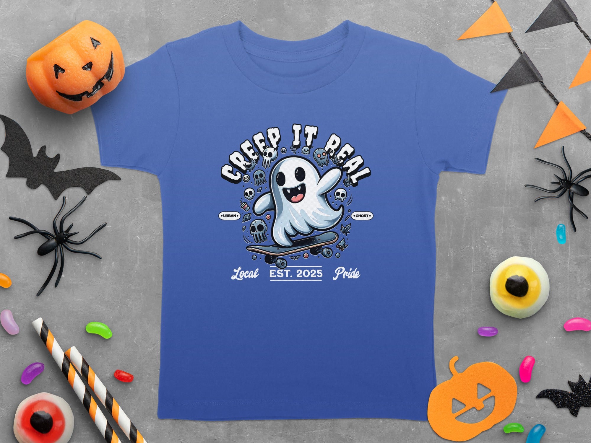 Creep It Real Ghost on Skateboard Urban Ghost T-Shirt