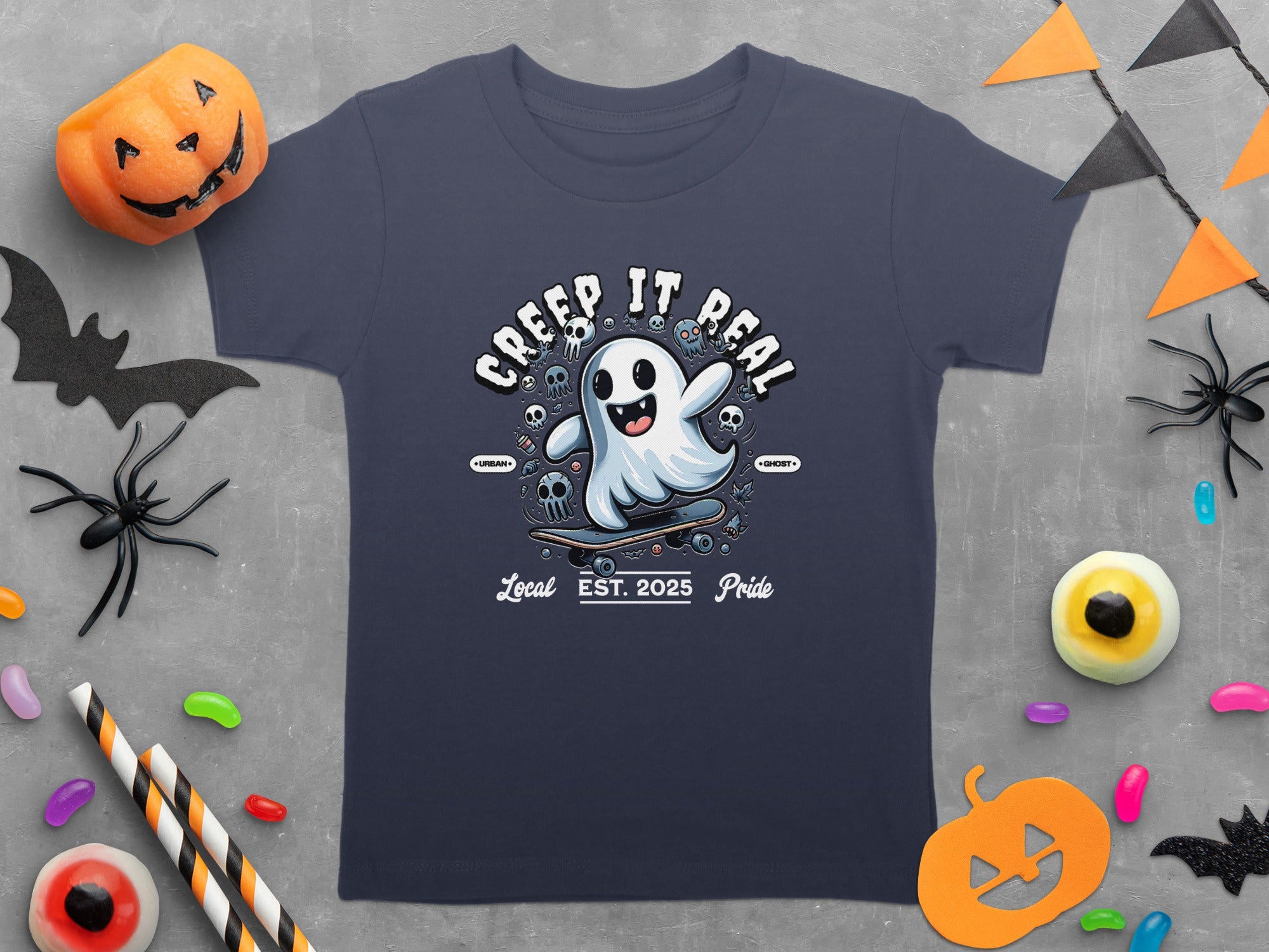 Creep It Real Ghost on Skateboard Urban Ghost T-Shirt