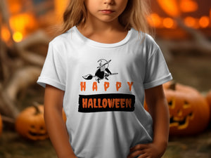 Happy Halloween with Flying Witch Halloween Graphic T-Shirt