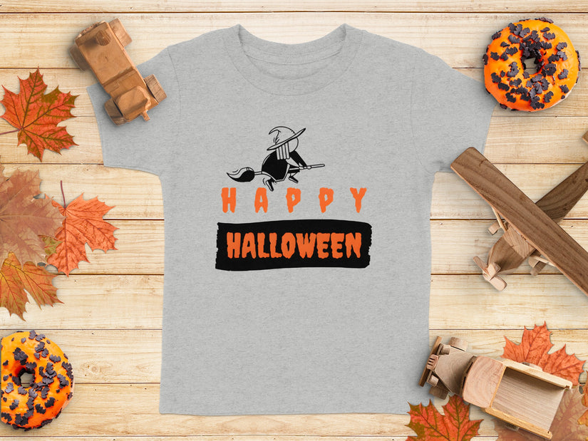 Happy Halloween with Flying Witch Halloween Graphic T-Shirt