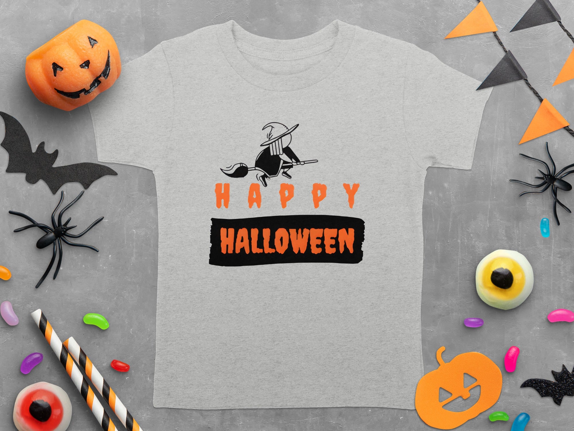 Happy Halloween with Flying Witch Halloween Graphic T-Shirt