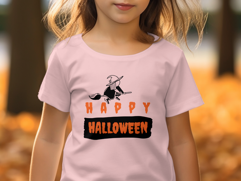Happy Halloween with Flying Witch Halloween Graphic T-Shirt
