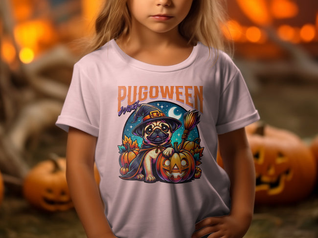 Pugoween Witch Halloween Design Cute Pug Puppy T-Shirt
