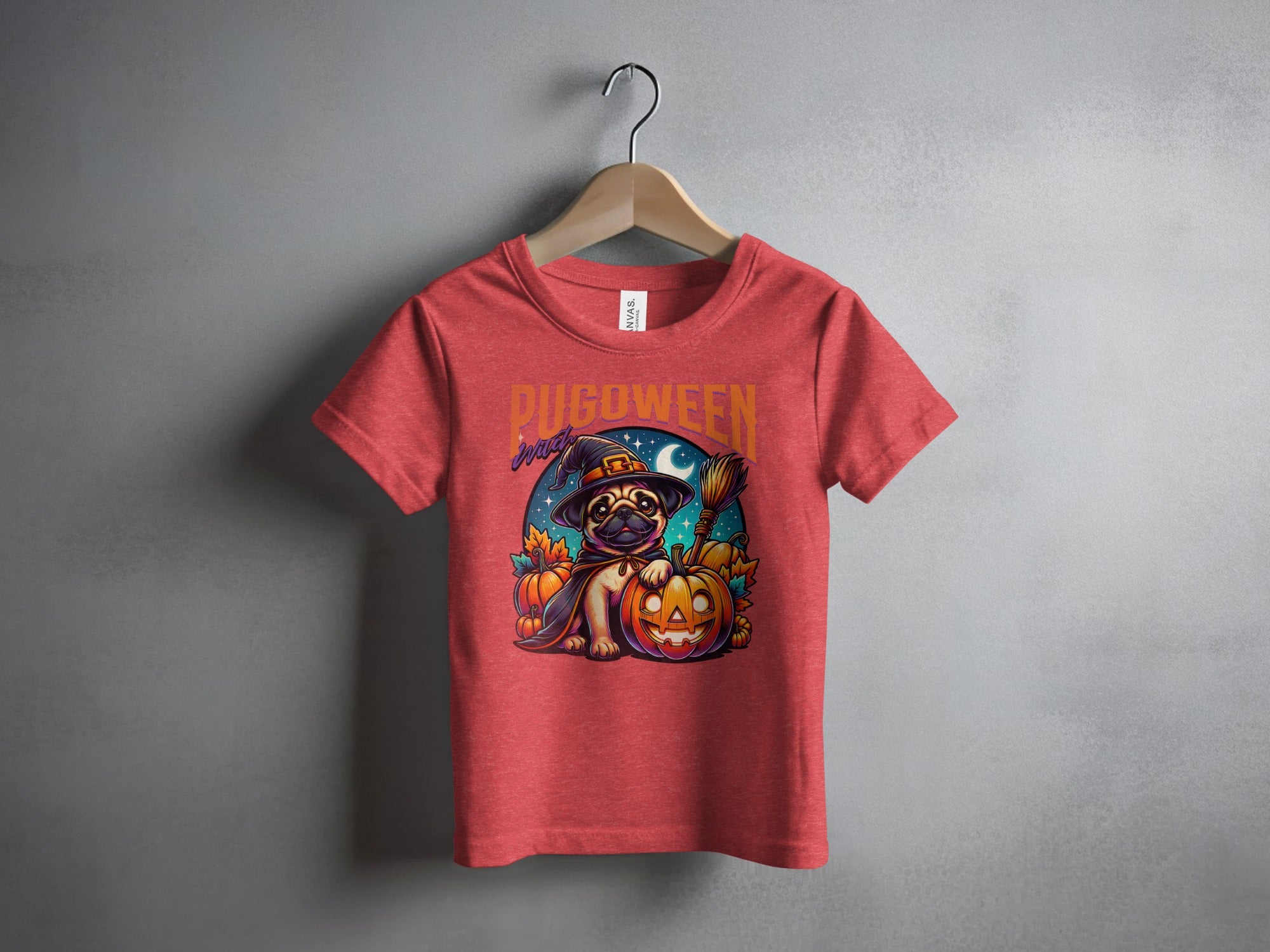 Pugoween Witch Halloween Design Cute Pug Puppy T-Shirt
