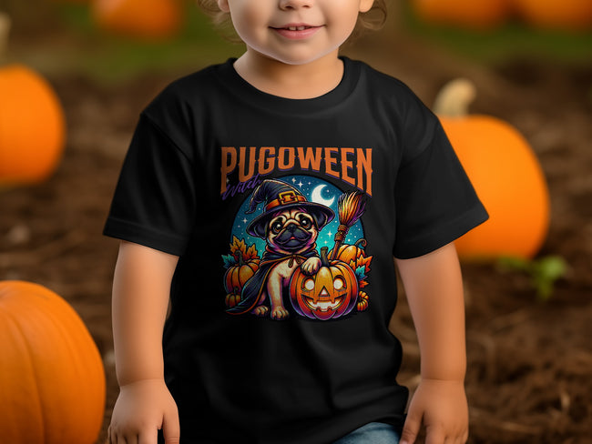 Pugoween Witch Halloween Design Cute Pug Puppy T-Shirt