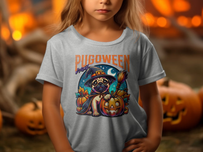 Pugoween Witch Halloween Design Cute Pug Puppy T-Shirt