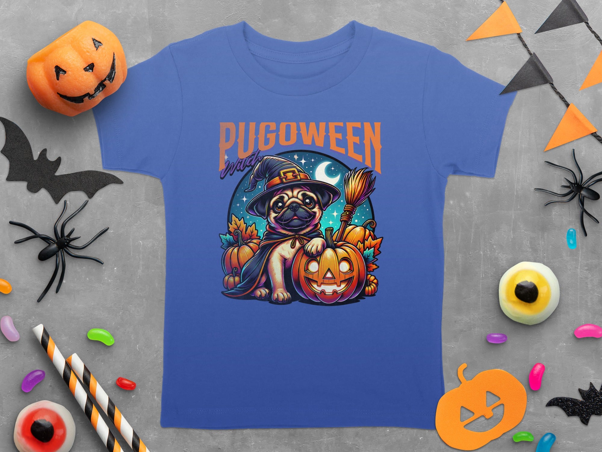 Pugoween Witch Halloween Design Cute Pug Puppy T-Shirt