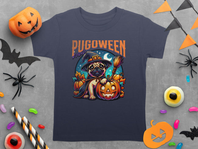 Pugoween Witch Halloween Design Cute Pug Puppy T-Shirt