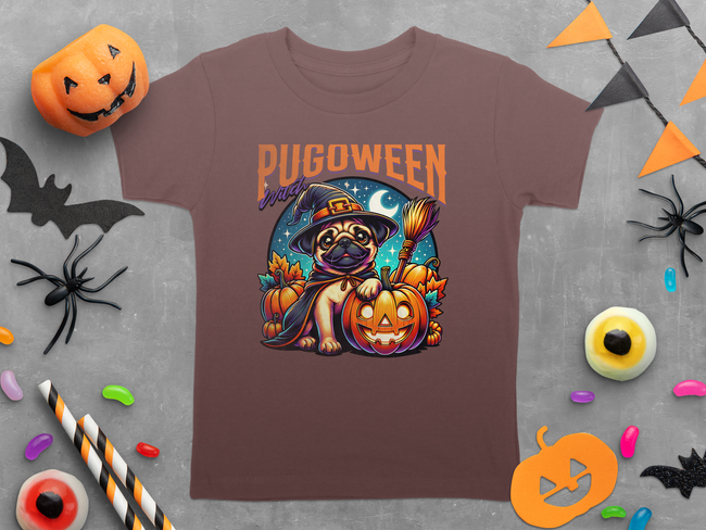Pugoween Witch Halloween Design Cute Pug Puppy T-Shirt