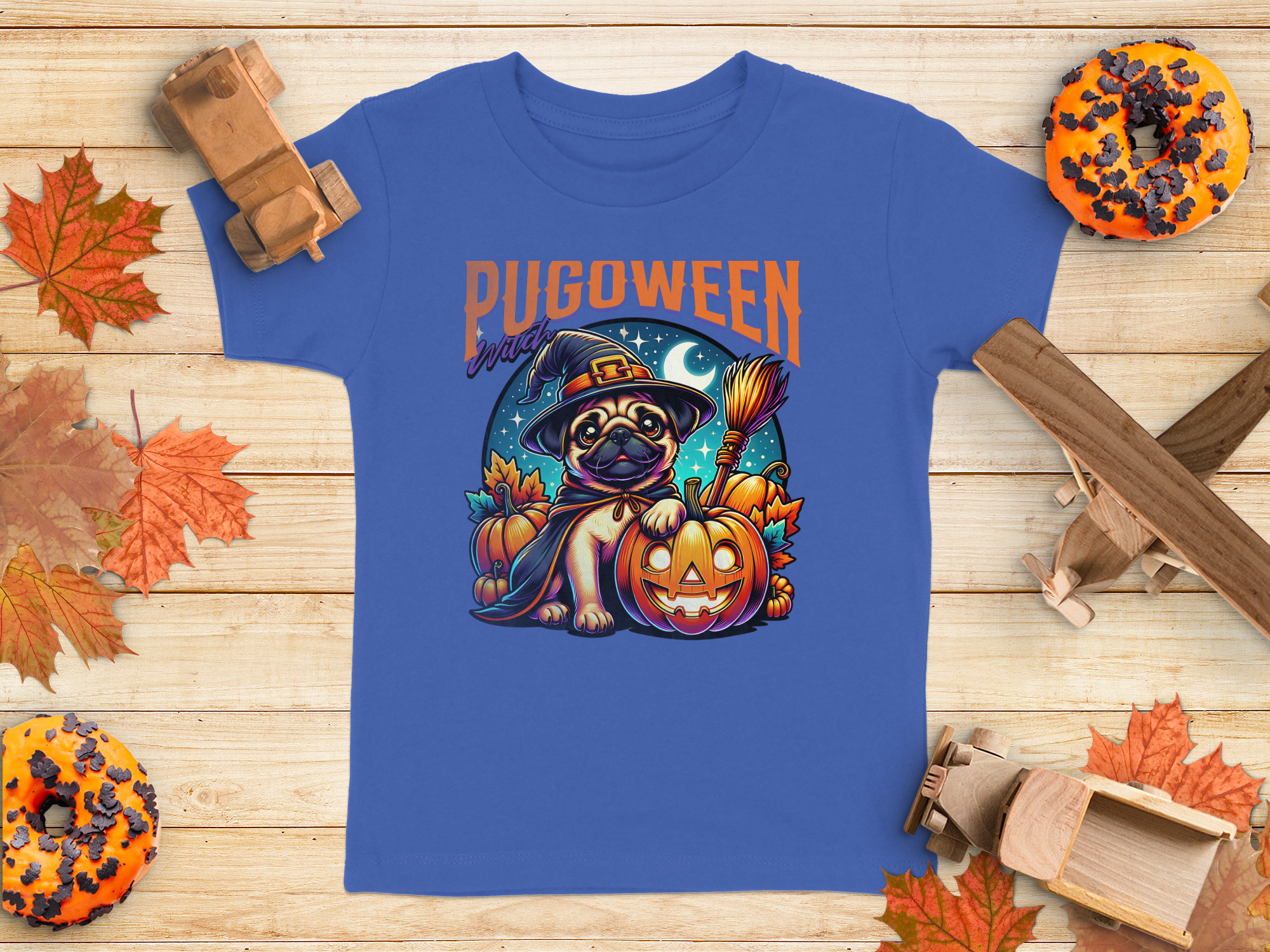 Pugoween Witch Halloween Design Cute Pug Puppy T-Shirt