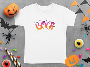 Boo Halloween Ghosts Stars Gradient Text Design T-Shirt