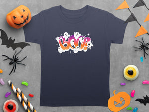 Boo Halloween Ghosts Stars Gradient Text Design T-Shirt