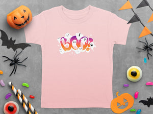 Boo Halloween Ghosts Stars Gradient Text Design T-Shirt