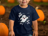 Cute Ghost Halloween Hey Boo Design Illustration T-Shirt