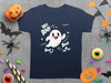 Cute Ghost Halloween Hey Boo Design Illustration T-Shirt