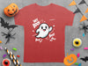 Cute Ghost Halloween Hey Boo Design Illustration T-Shirt