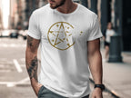 Gold Star Pattern Print Casual T-Shirt product
