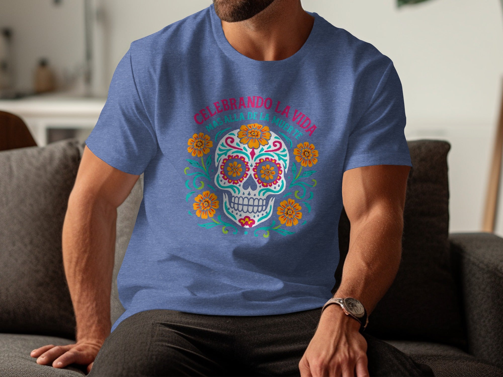 Celebrando La Vida Skull Art Men's Tee Shirt product type