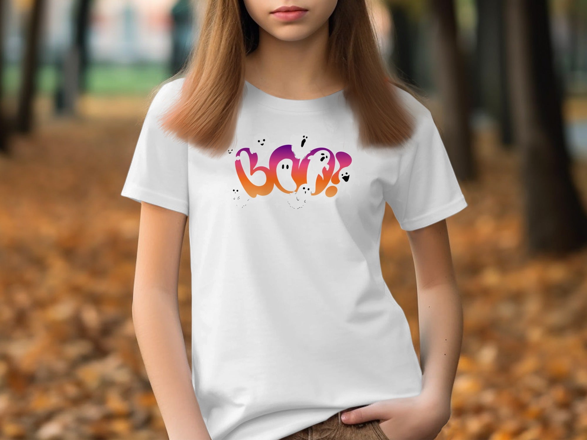 Boo Ghosts Graphic Tee Colorful Print Fun Product Type