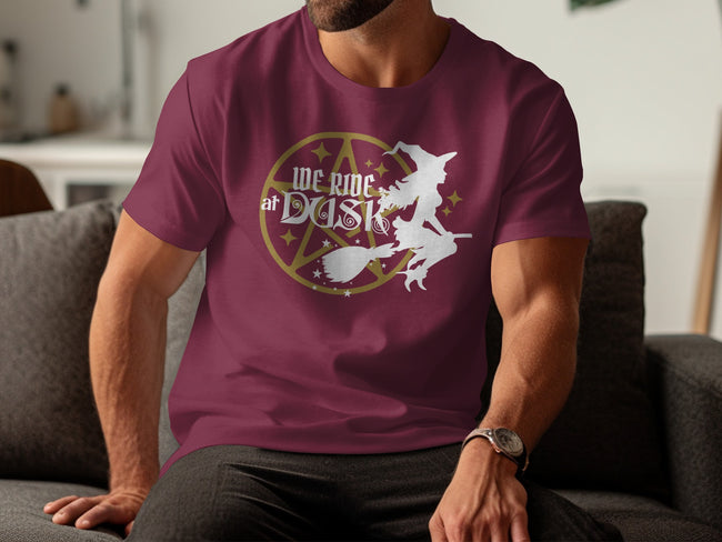 We Ride at Dusk Witch Halloween Themed T-shirt Product