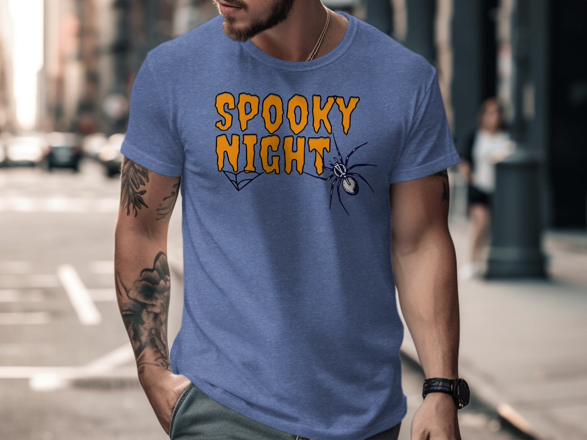 Spooky Night Graphic Tee with Spider Design product type
