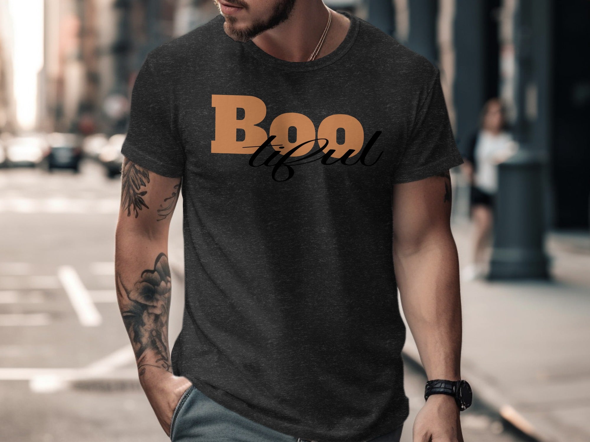 Boo-tiful Charcoal Graphic Tee Shirt product type