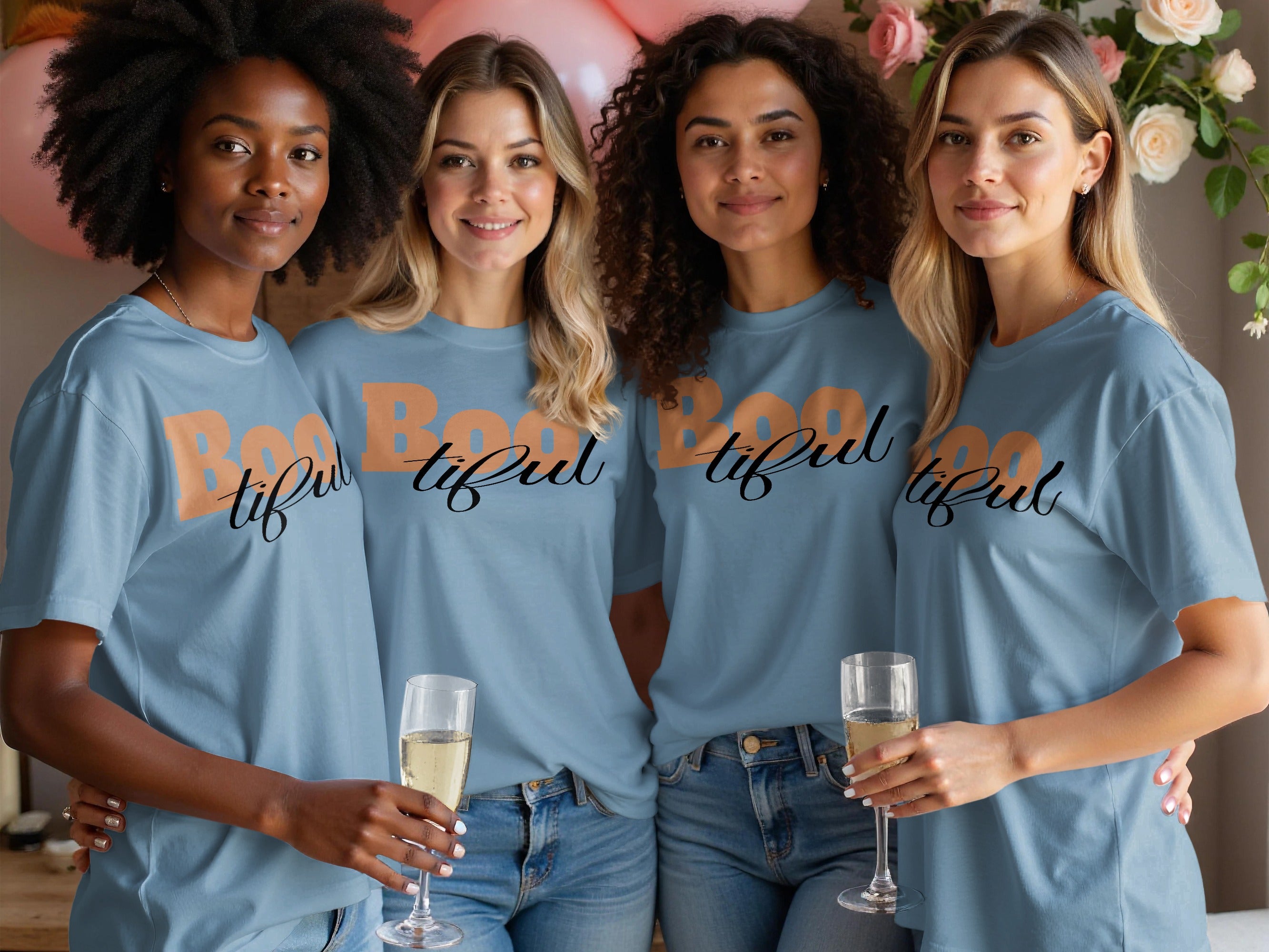 Boo-tiful Lettering Blue Graphic T-Shirt product type
