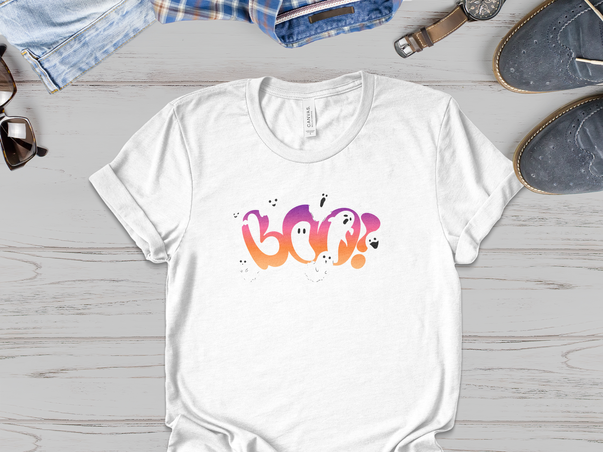 Boo with Cute Ghosts Graphics T-shirt product type