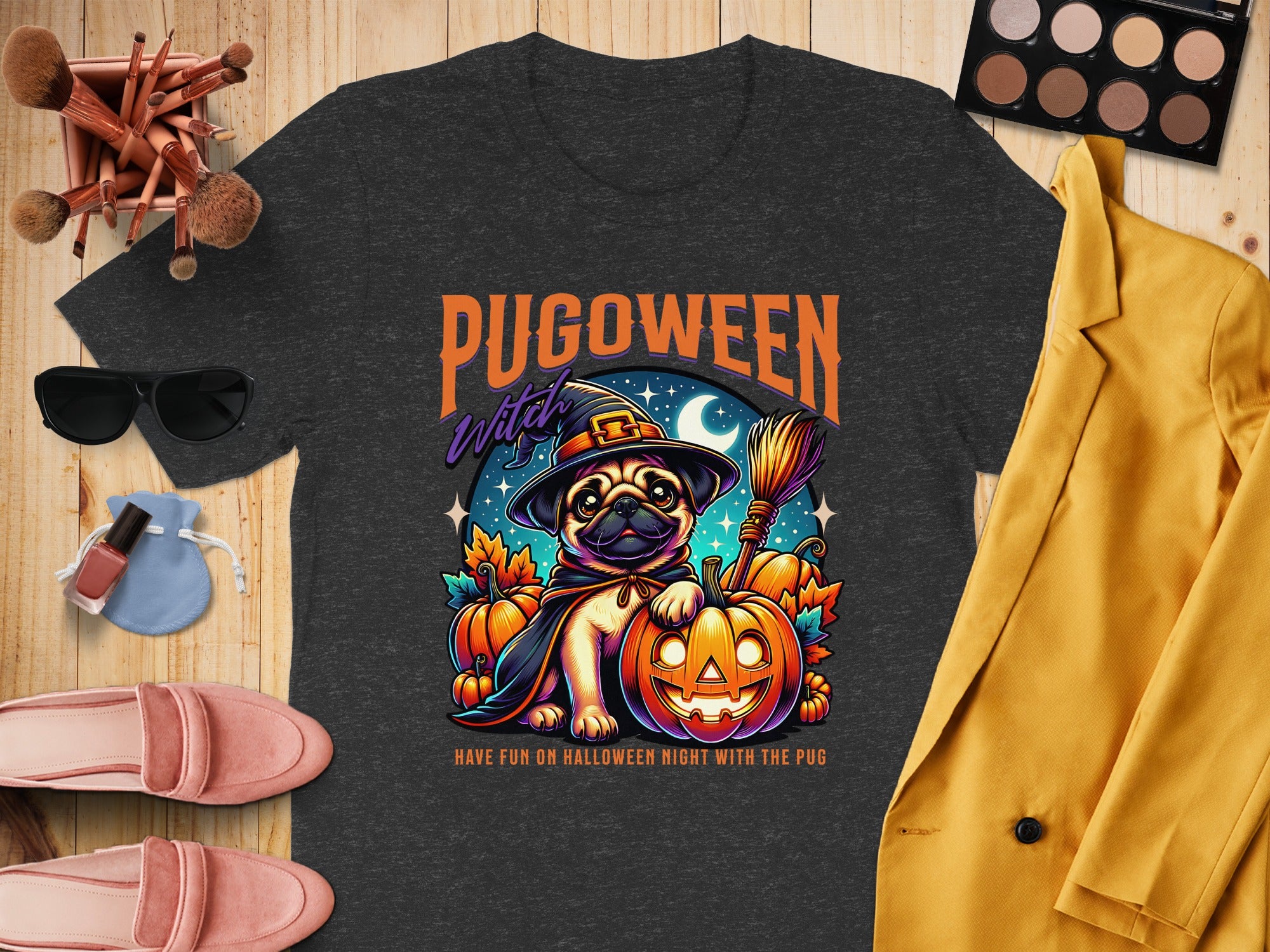 Pug Halloween Witch T-Shirt Fun Festive Apparel product