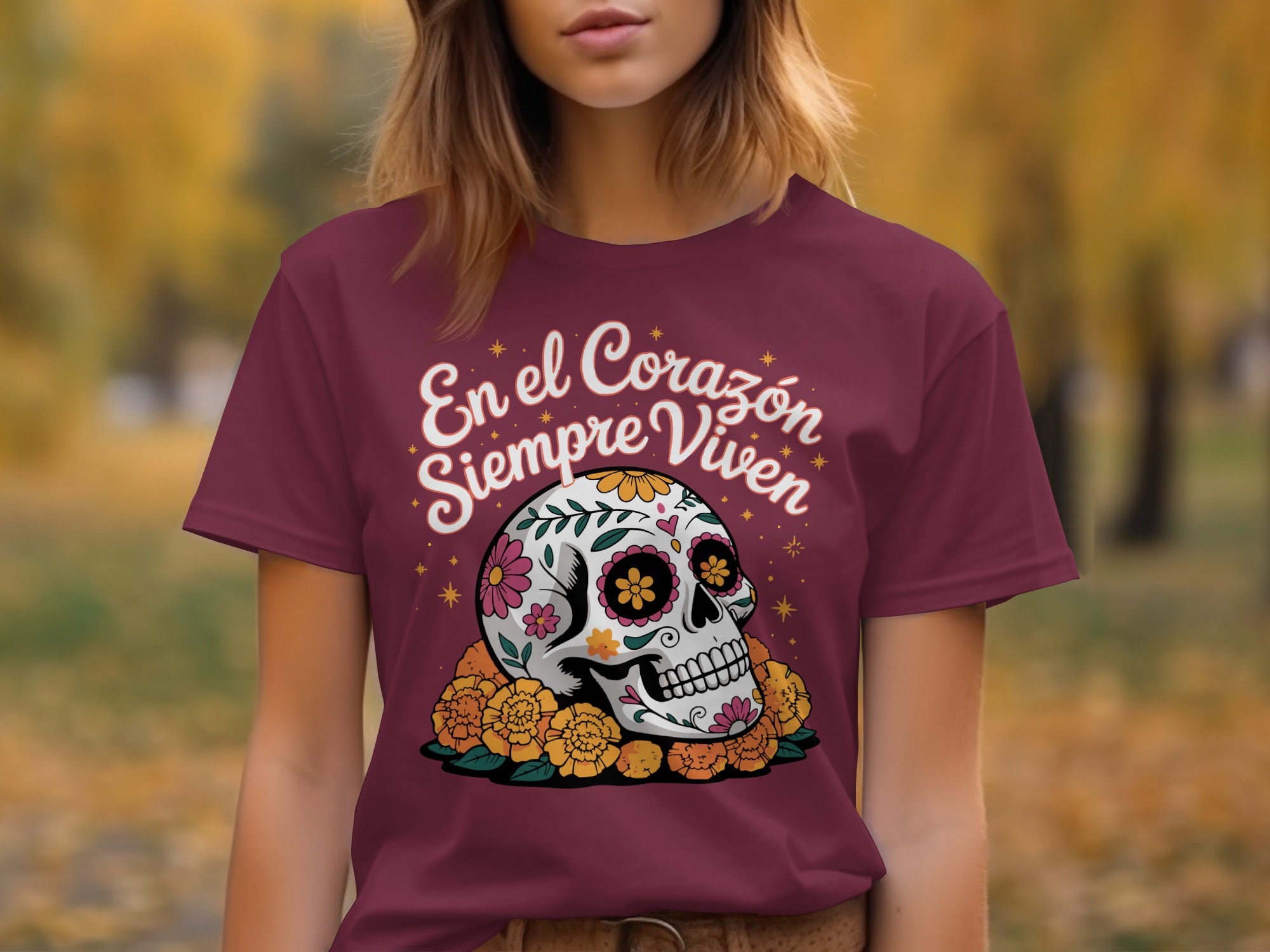 En el Corazon Siempre Viven Skull T-Shirt Product
